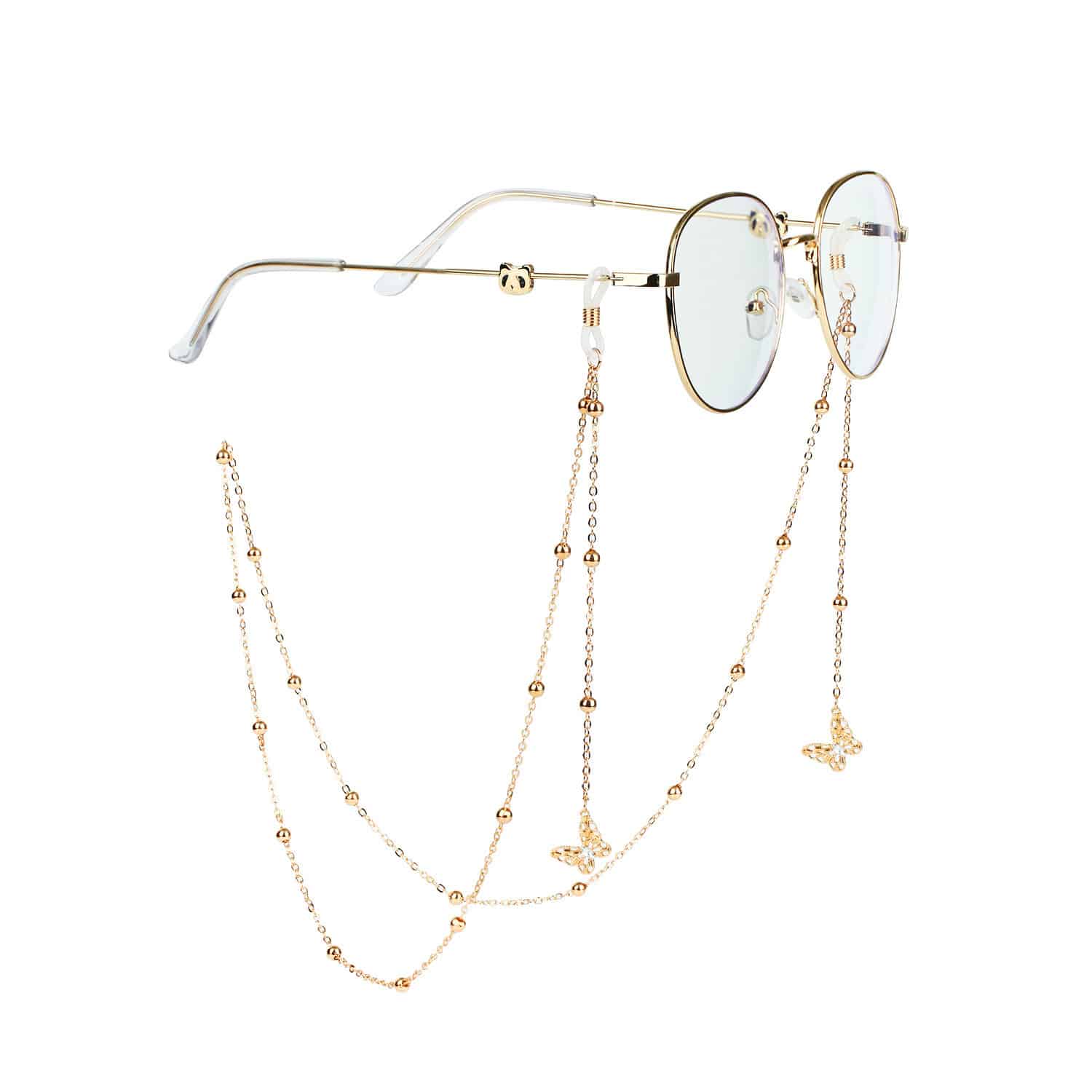 Lunettes de lettres élégantes avec une chaîne qui comprend une étoile, un papillon et un soleil. – Image 5