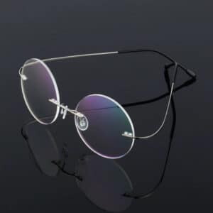 Lunettes sans monture en alliage de titane à cadre rond et rétro