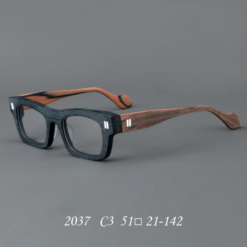 Lunettes à monture rétro en patchwork avec verres épais – Image 8