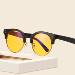 Lunettes rétro à cadre en bois à la mode