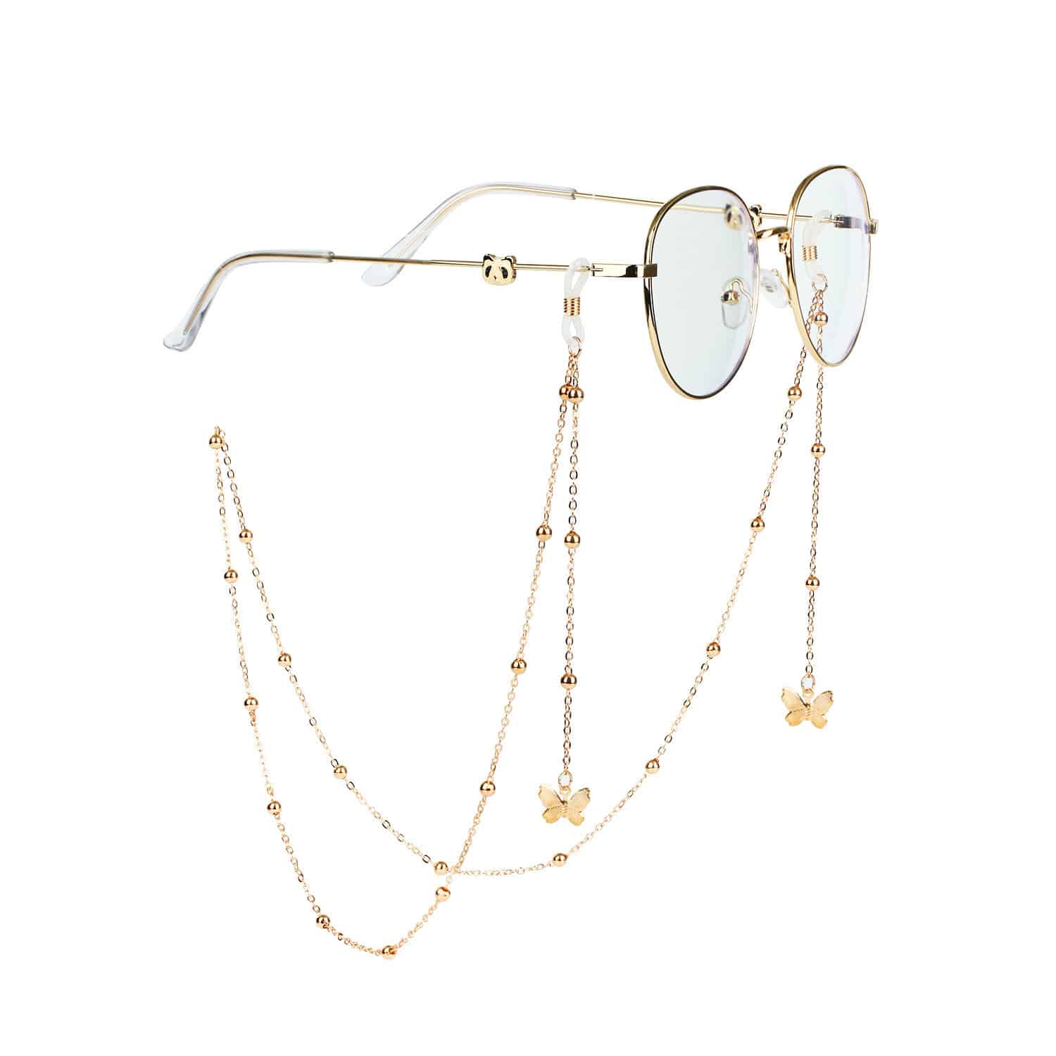 Lunettes de lettres élégantes avec une chaîne qui comprend une étoile, un papillon et un soleil. – Image 2