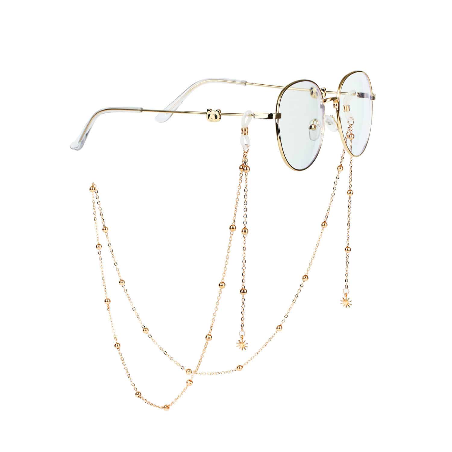 Lunettes de lettres élégantes avec une chaîne qui comprend une étoile, un papillon et un soleil. – Image 3