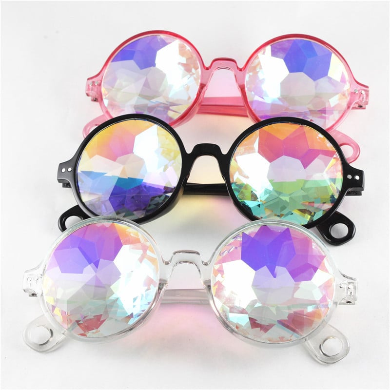 Lunettes de soleil de concert Kaleidoscope de style arc-en-ciel bordées