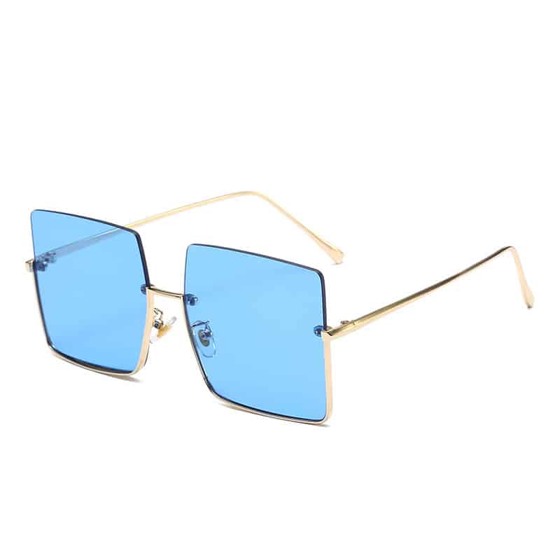 Lunettes de soleil à demi-monture en métal carré multicolores