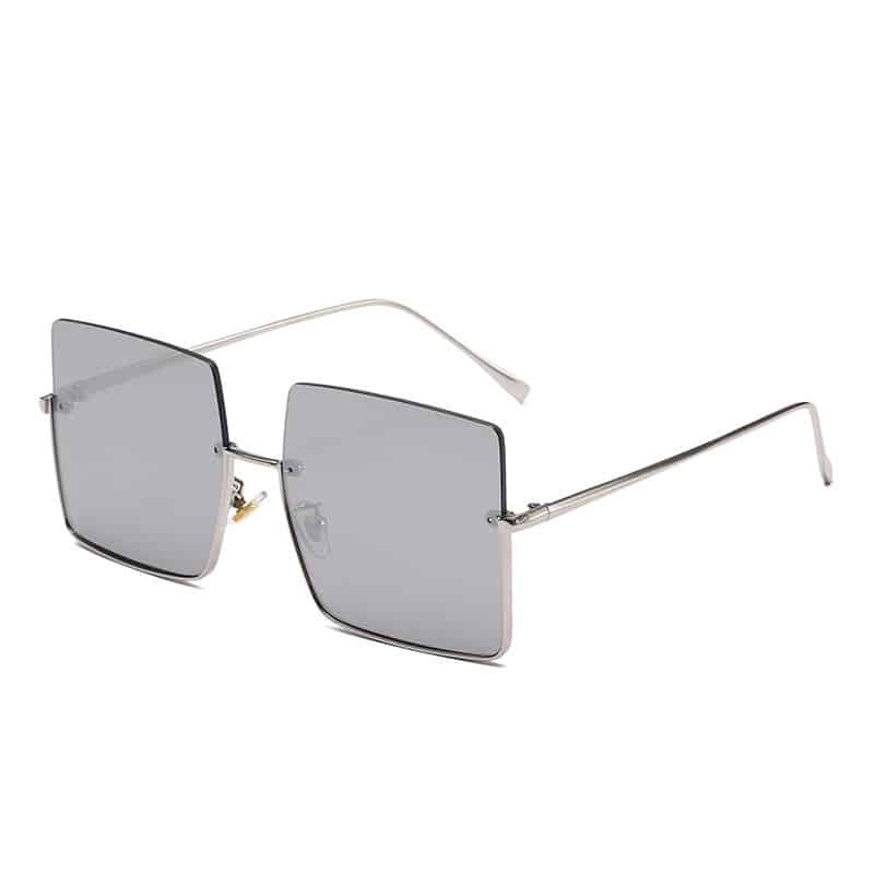 Lunettes de soleil à demi-monture en métal carré multicolores – Image 2