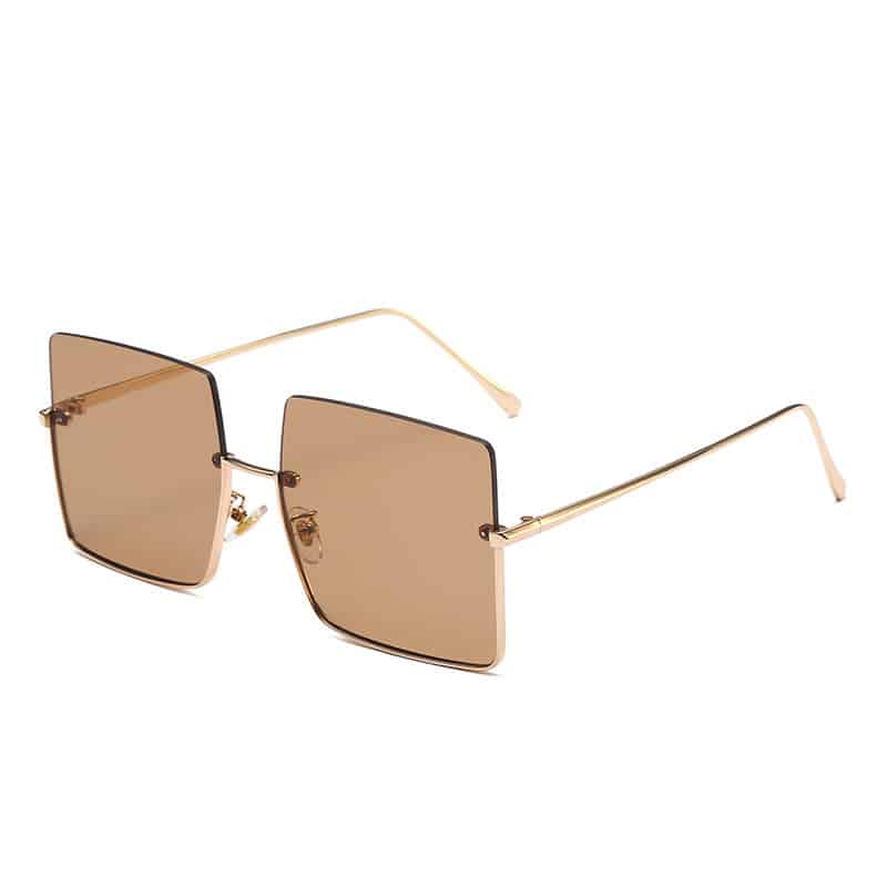 Lunettes de soleil à demi-monture en métal carré multicolores – Image 3
