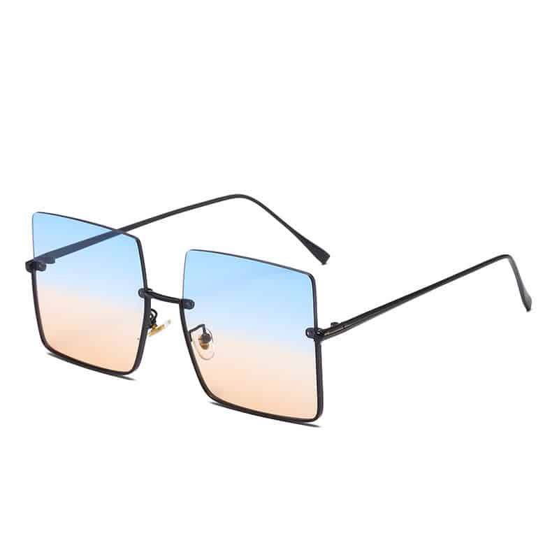 Lunettes de soleil à demi-monture en métal carré multicolores – Image 4