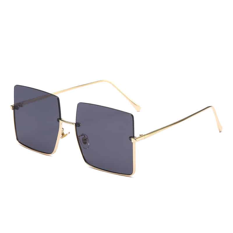 Lunettes de soleil à demi-monture en métal carré multicolores – Image 6