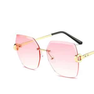 Lunettes de soleil rouges en filet polygonal de mode pour femmes