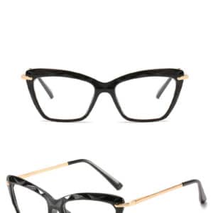 Lunettes à monture triangulaire ondulée à la mode pour femmes