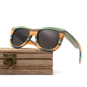 Lunettes multicouches stratifiées en bois. Lunettes de soleil rétro polarisées