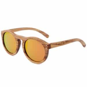 Lunettes polarisées et à la mode à monture ronde en bois de bambou