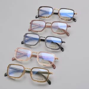 Lunettes d’affaires rétro à monture artisanales en titane à la mode