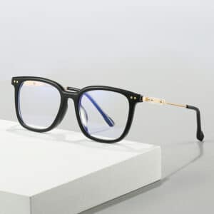 Lunettes rétro pour hommes à monture ronde et verres simples anti-lumière bleue