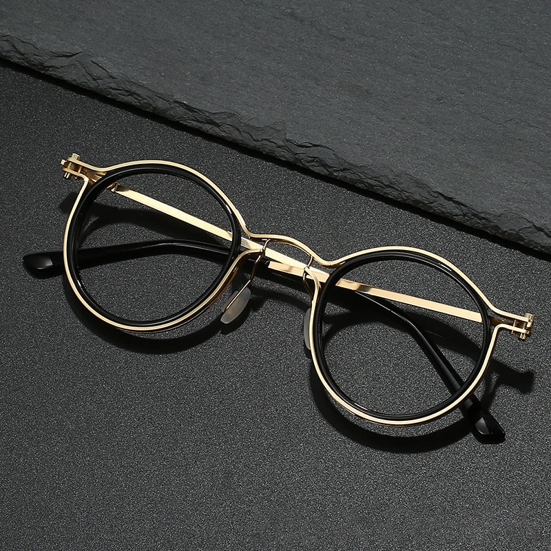 Lunettes à monture ronde vintage. Lunettes banales anti-rages bleus