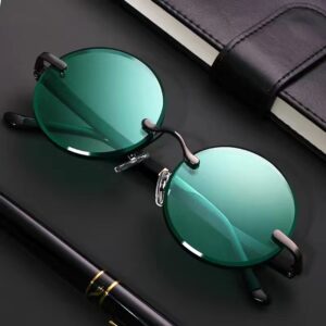 Lunettes de soleil rondes en cristal à la mode pour hommes