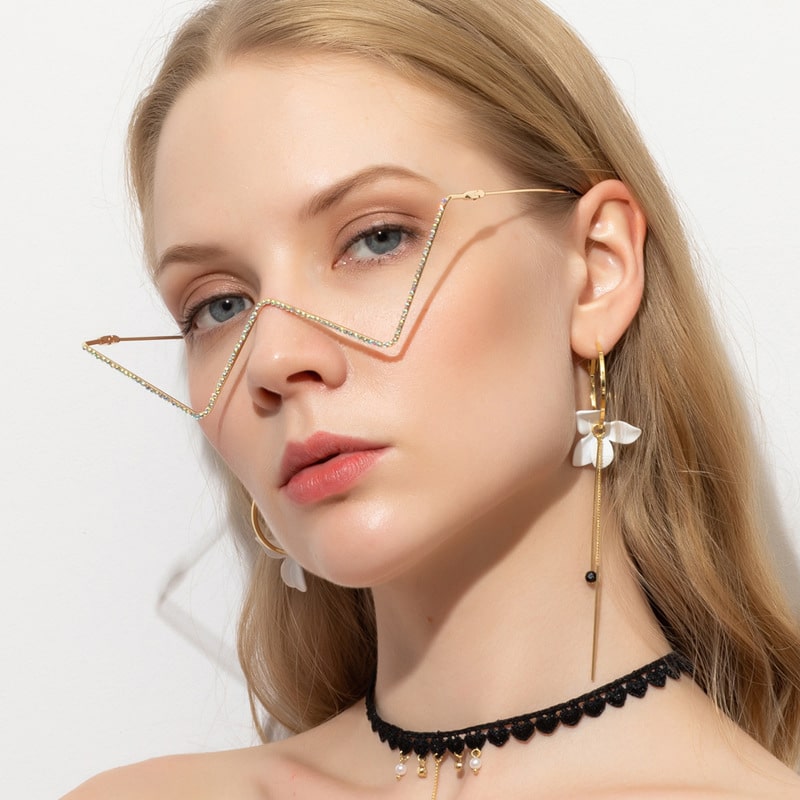 Lunettes en métal diamant sans pièce à la mode pour femmes