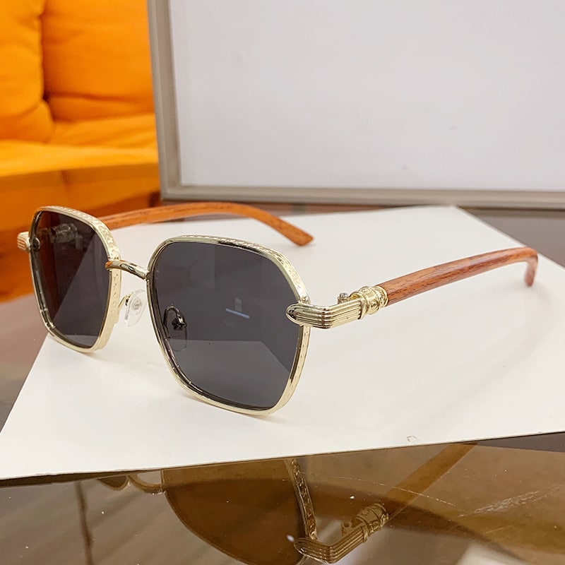 Lunettes de personnalité sans cadre en bois à la mode pour femmes