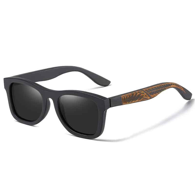 Lunettes à cadre noir brossé en bois de bambou – Image 2