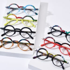 Lunettes à plaque ronde en patchwork anti-lumière bleue