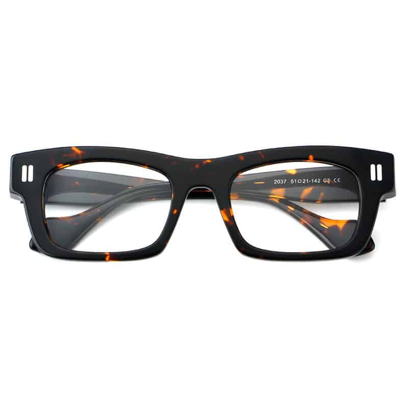 Lunettes à monture rétro en patchwork avec verres épais – Image 6