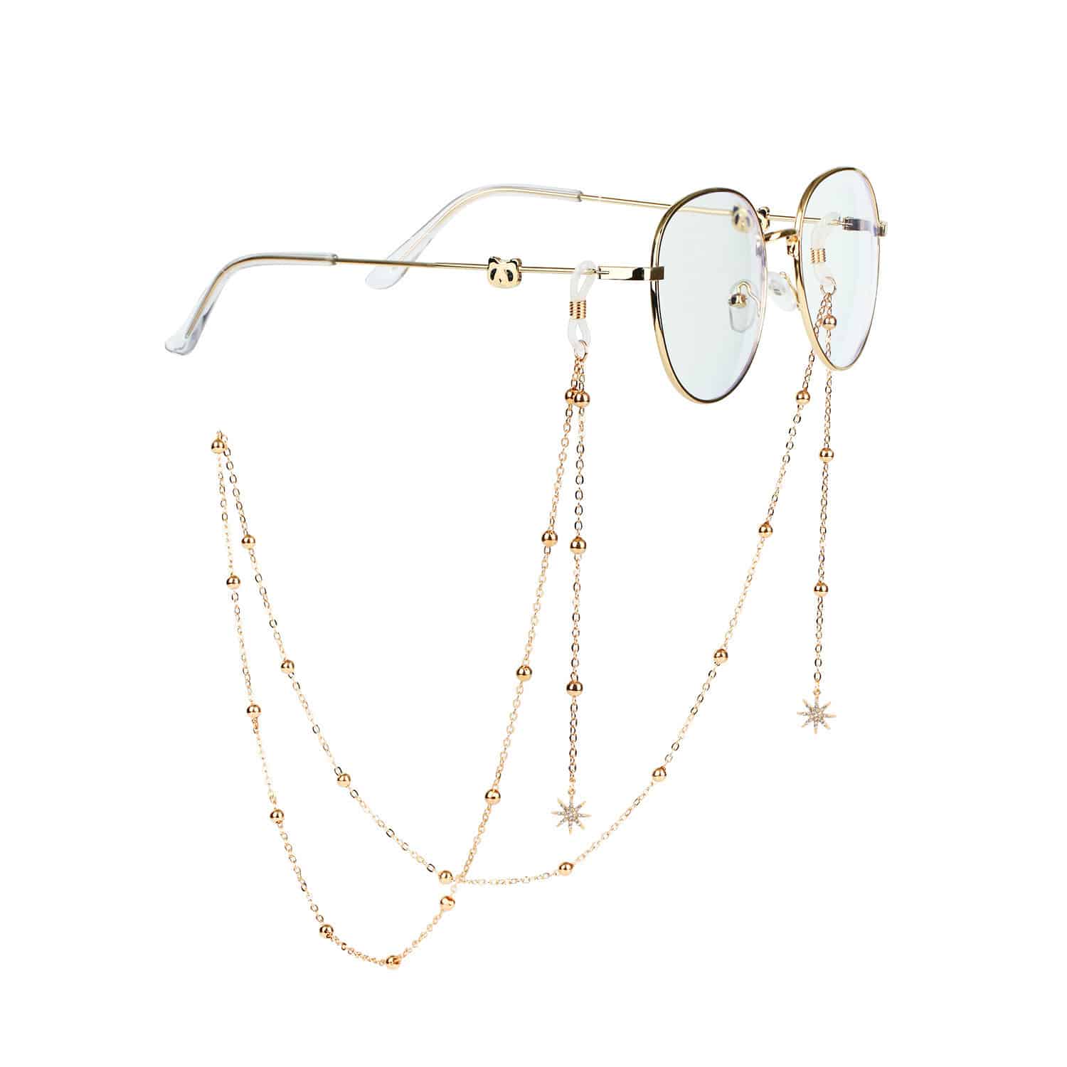 Lunettes de lettres élégantes avec une chaîne qui comprend une étoile, un papillon et un soleil. – Image 6
