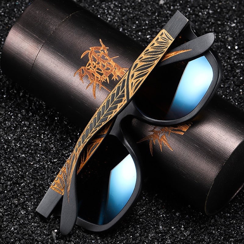 Lunettes à cadre noir brossé en bois de bambou – Image 3