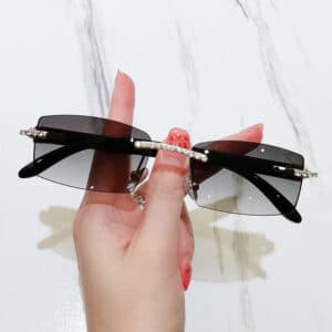 Lunettes carrées avec diamant à la mode pour femmes
