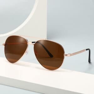 Lunettes de soleil polarisées à grande monture en métal pour hommes