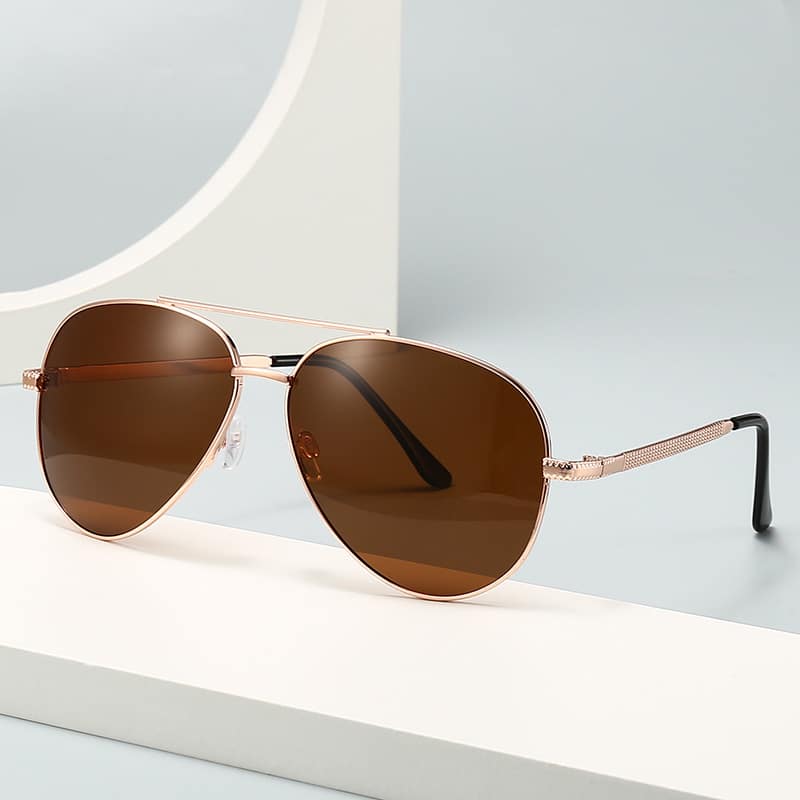 Lunettes de soleil polarisées à grande monture en métal pour hommes