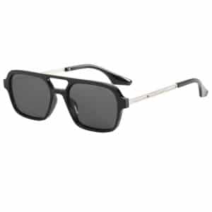 Lunettes de soleil à monture noire rétro et double faisceaux