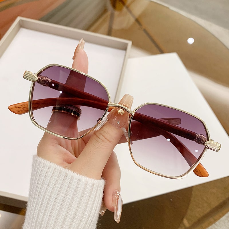 Lunettes de personnalité sans cadre en bois à la mode pour femmes – Image 9