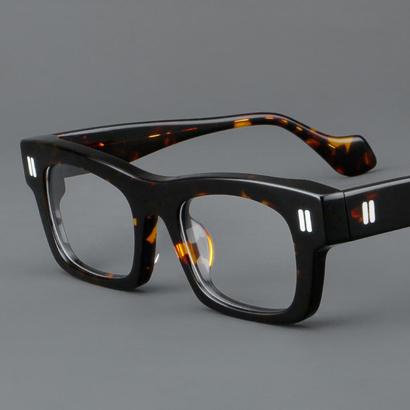Lunettes à monture rétro en patchwork avec verres épais – Image 7