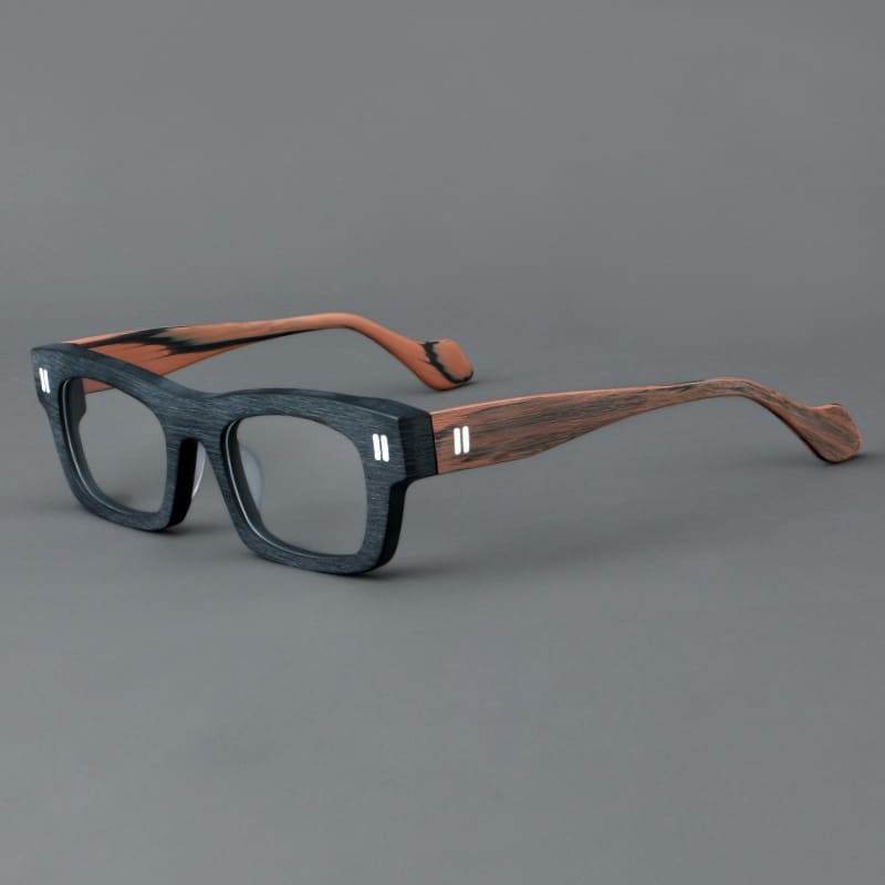 Lunettes à monture rétro en patchwork avec verres épais – Image 2