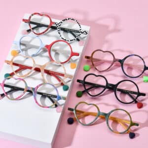 Lunettes en feuille givrées multicolores en forme de cœur pour la mode