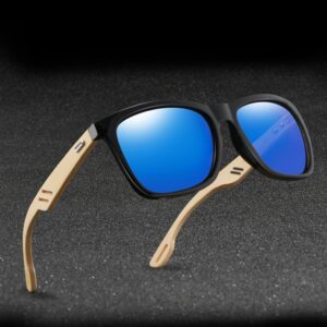 Lunettes de soleil en bois coloré pour hommes et femmes. Lunettes en bambou carrées