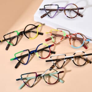 Lunettes à cadre rond et triangulaire à la mode pour hommes et femmes