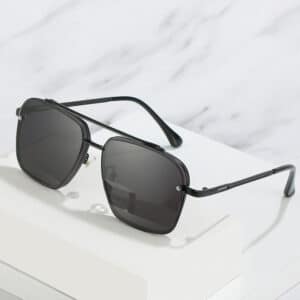 Lunettes de soleil en métal à coupe double pont