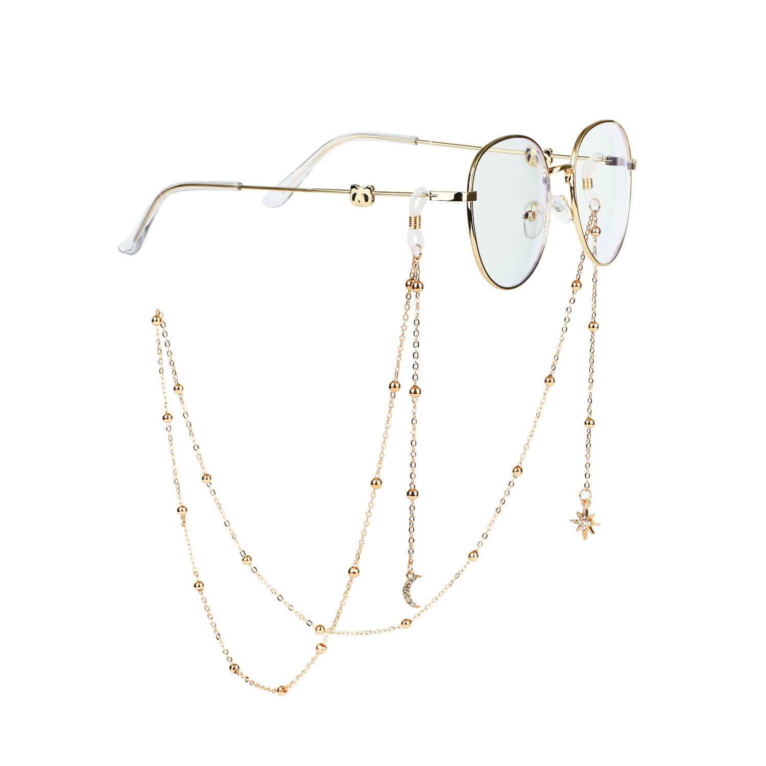 Lunettes de lettres élégantes avec une chaîne qui comprend une étoile, un papillon et un soleil. – Image 4