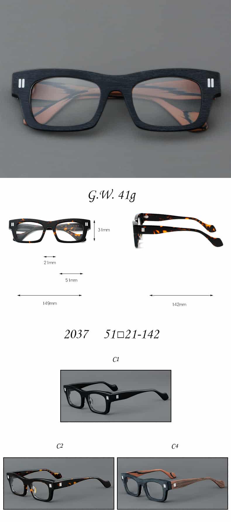 Lunettes à monture rétro en patchwork avec verres épais – Image 5