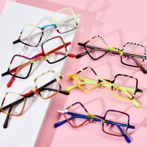 Lunettes à plaque carrée patchwork de style givré