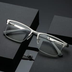 Nouvelles lunettes de lecture anti-lumière bleue à demi-monture avec motif ligne de pêche