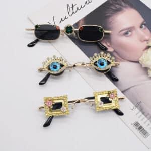 Lunettes élégantes personnalisées en émeraude avec des diamants pour femmes