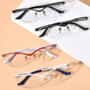 Lunettes de myopie. Lunette carrée à demi-jante pour femmes