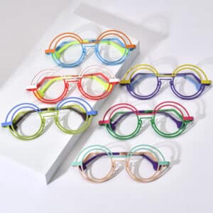 Lunettes rondes en titane pur multicolores ultra-légères et créatives