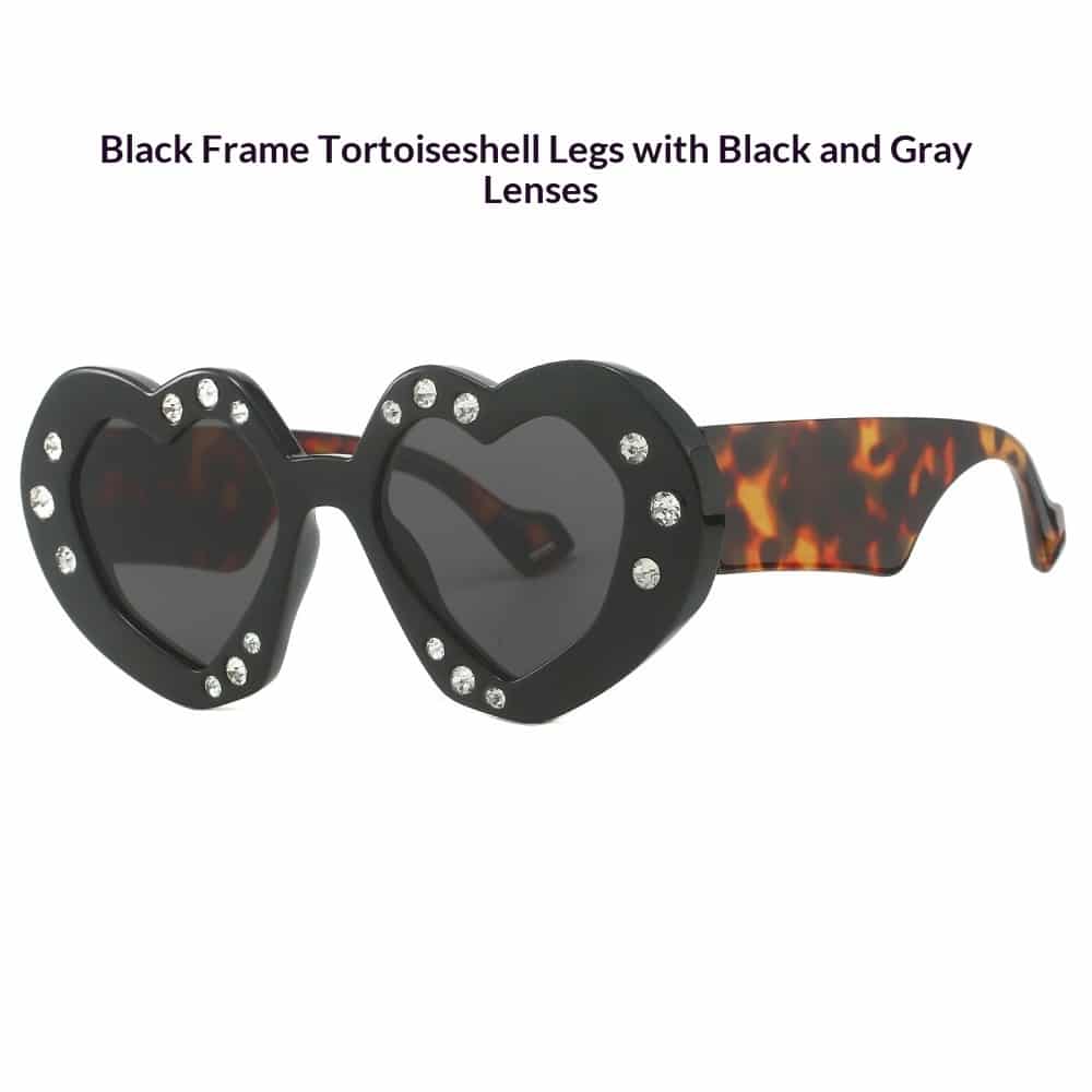 Lunettes de soleil en forme de cœur incrustées de diamant. Lunettes de soleil décoratives pour femmes – Image 5