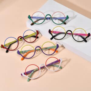 Lunettes ronde en titane pur ultra-légères et colorées à la mode pour hommes et femmes