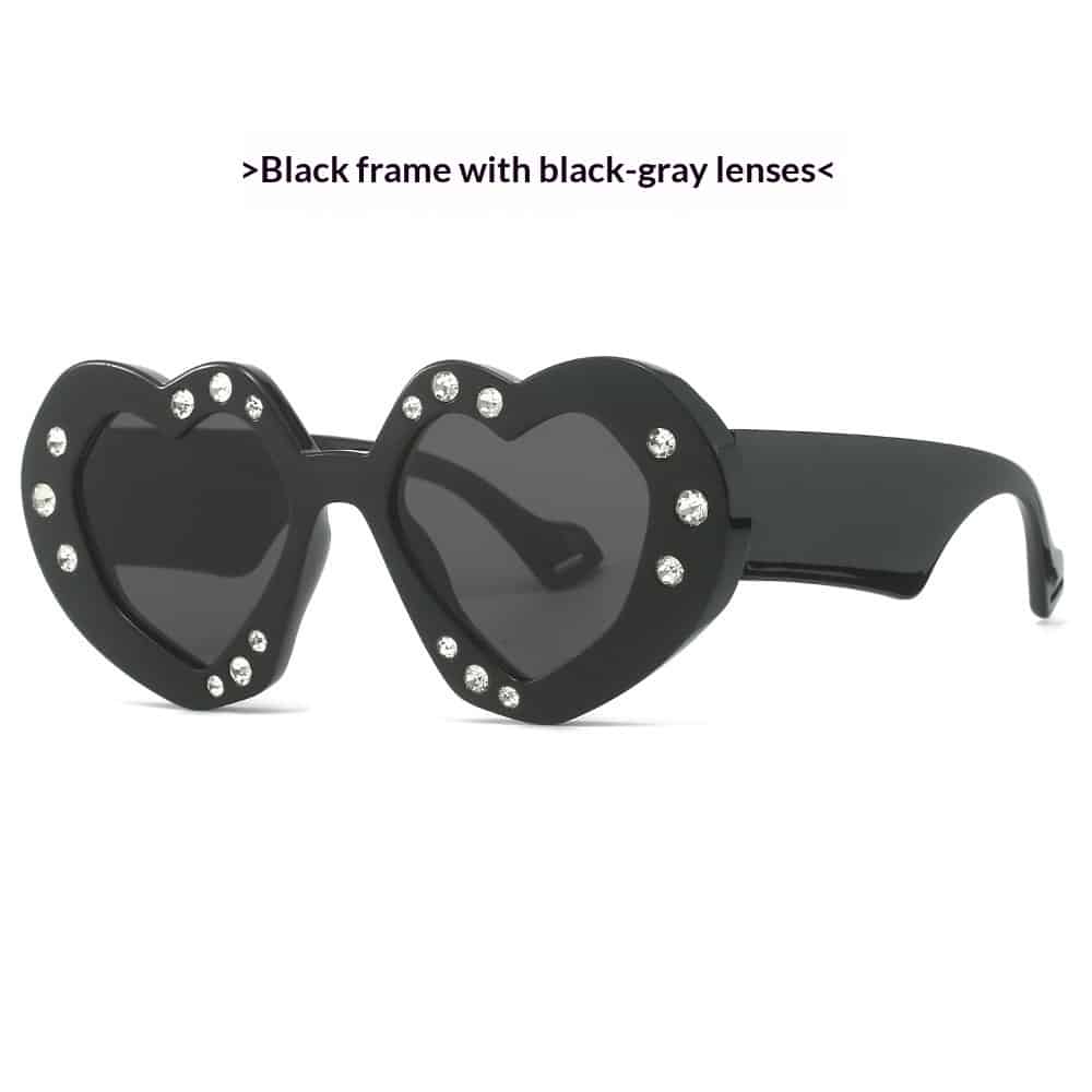 Lunettes de soleil en forme de cœur incrustées de diamant. Lunettes de soleil décoratives pour femmes – Image 10