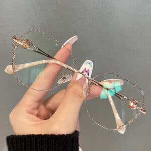 Lunettes en métal étoilé anti-lumière bleue à la mode pour femmes,