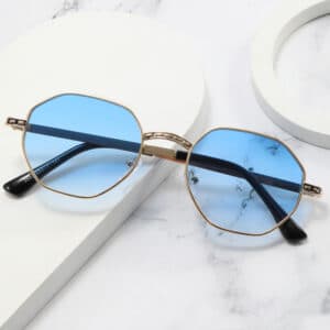 Lunettes de soleil rétro à monture polygonale